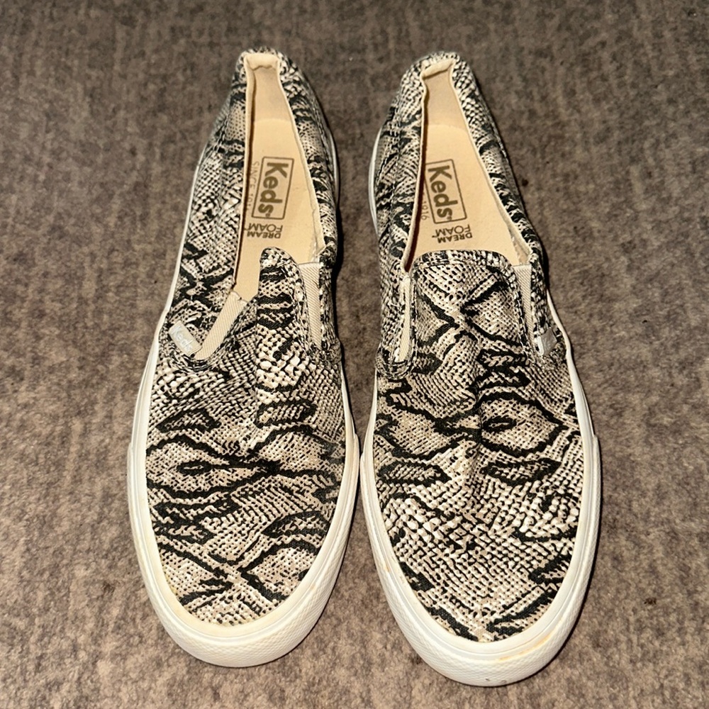 Keds Black and White Snake Print Flats
